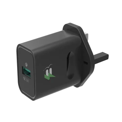 شاحن حائط سريع 1 منفذ 18 وات (أسود)